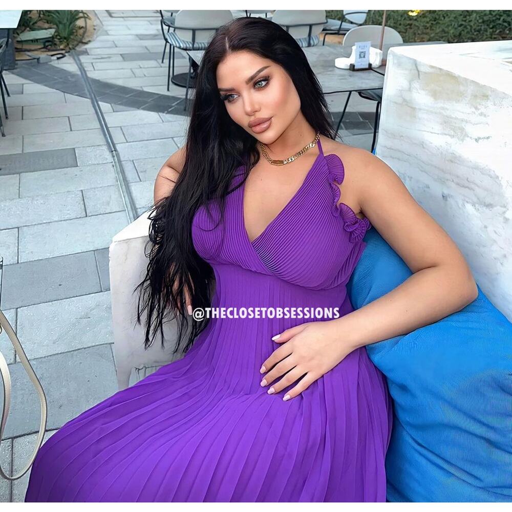 ZARA Purple Pleated Midi Dress NWT Wedding Guest Garden Party M - Picture 7 of 16